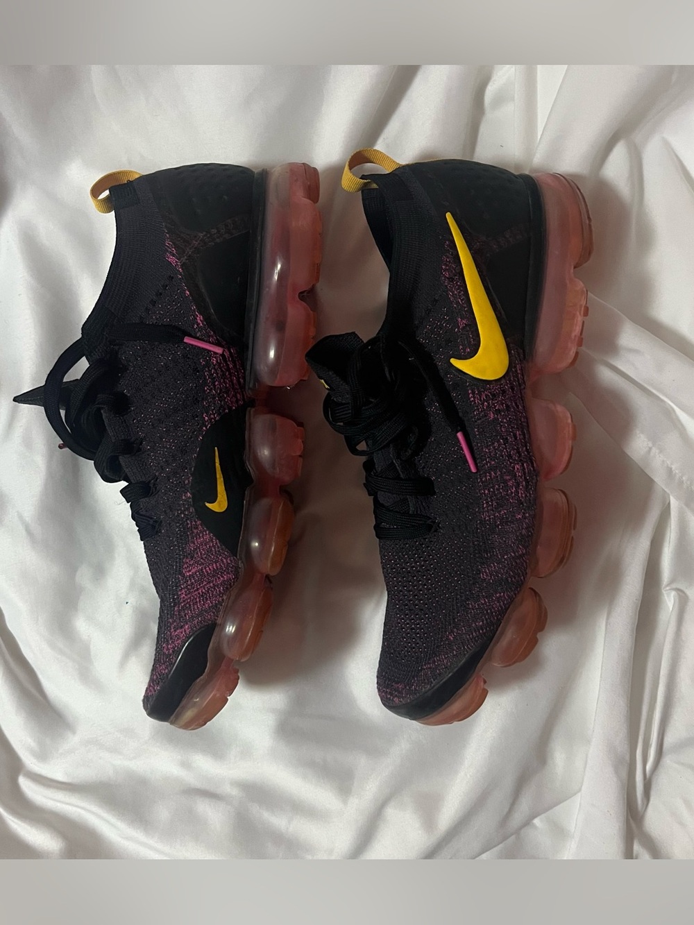 Nike Vapormax Flyknit 2 ‘Pink Blast’ Black, Pink & Yellow Sneakers Men’s 12